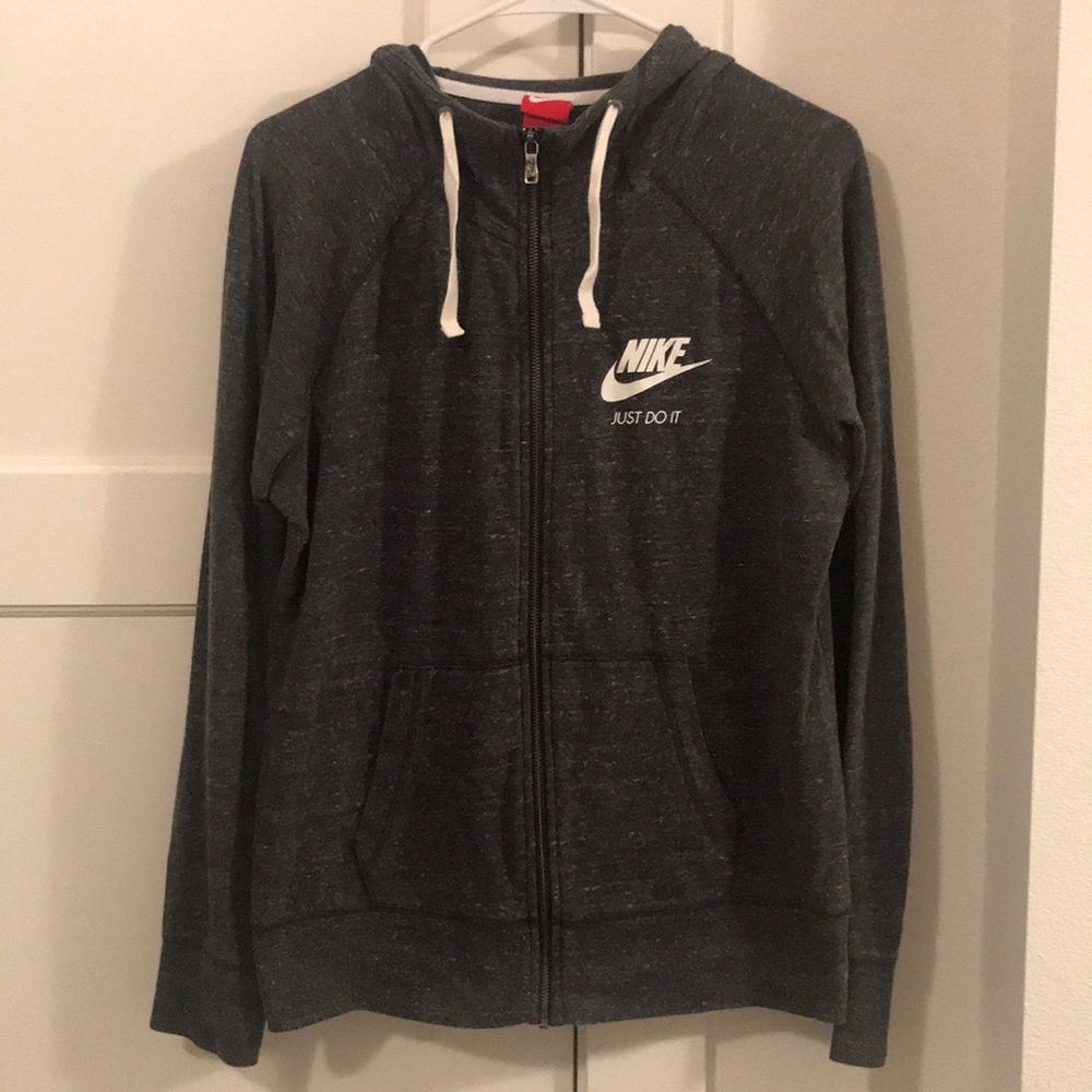 Large Nike Zip-up Hoodie. Charcoal grey.